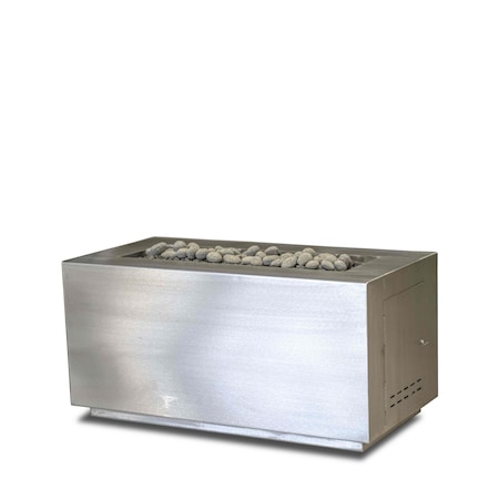 The Outdoor Plus 72 Rectangular Pismo Fire Pit - Stainless Steel - Match Lit with Flame Sense - Liquid Propane OPT-R7224SSFSML-LP